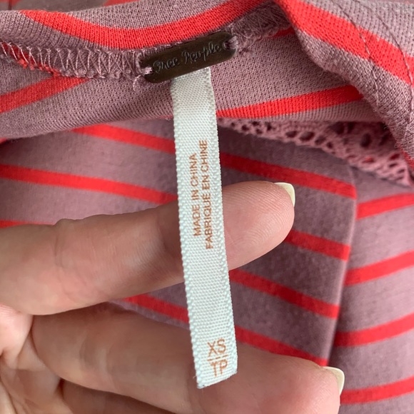 Free People Mauve Striped Skater Dress Crochet XS - Picture 7 of 8